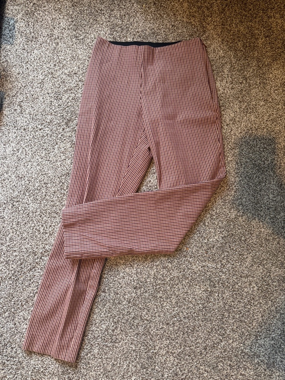 Women’s Slim Fit Red Micro-Check Pants